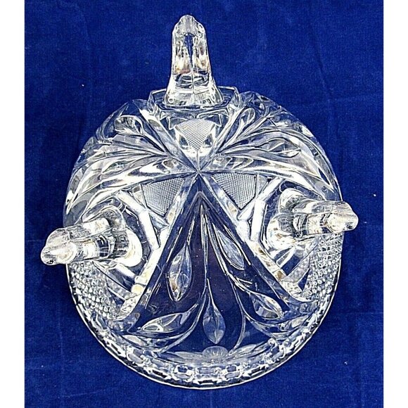 Vintage US Glass EAPG Footed Bowl Floral Etched Innovation Antique 7.5" x 6.5" - Picture 6 of 8